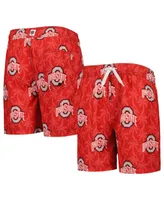 Big Boys Wes & Willy Scarlet Ohio State Buckeyes Palm Tree Swim Shorts