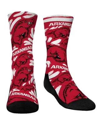 Youth Boys and Girls Rock 'Em Socks Arkansas Razorbacks Allover Logo and Paint Crew Socks