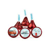 100ct Fire Truck Birthday Candy Party Favors Hershey's Kisses Milk Chocolate (100 Candies + 1 Sheet Stickers) Candy Included - Assembly Required