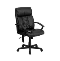 Emma+Oliver High Back Ergonomic Massaging Leather Soft Ripple Upholstered Executive Swivel Office Chair With Side Remote Pocket And Arms