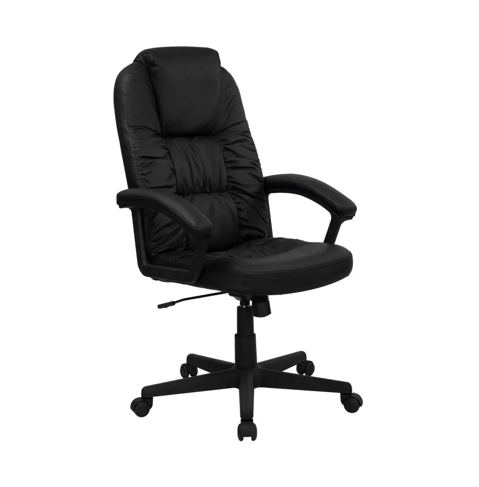 Emma+Oliver High Back Leather Soft Ripple Upholstered Executive Swivel Office Chair With Padded Arms