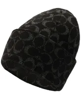 Coach Women's Cuffed Metallic Jacquard Logo Beanie