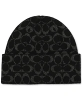 Coach Women's Cuffed Metallic Jacquard Logo Beanie