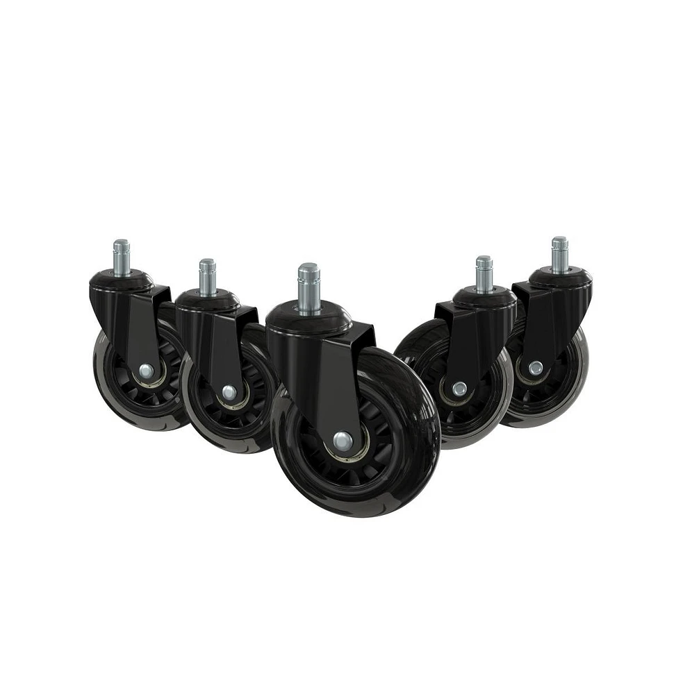 Emma+Oliver Set Of 5 Polyurethane Rollerblade Wheel Replacement Casters With Steel Frame For Home Office Chairs