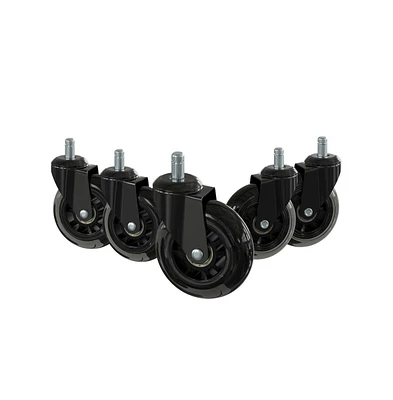 Emma+Oliver Set Of 5 Polyurethane Rollerblade Wheel Replacement Casters With Steel Frame For Home Office Chairs