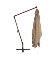 vidaXL Cantilever Umbrella with Wooden Pole 157.5"x118.1" Taupe