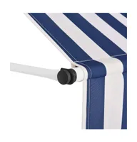 Manual Retractable Awning 137.8" Blue and Stripes