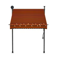 vidaXL Manual Retractable Awning with Led 59.1" Orange and Brown