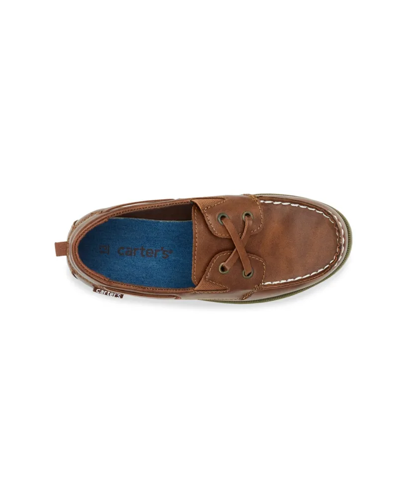 Carter's Toddler Boys Bauk Casual Slip On Faux Lace Up Boat Shoe
