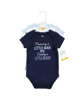 Hudson Baby Boys Cotton Bodysuits, Newest Family Member, 3-Pack