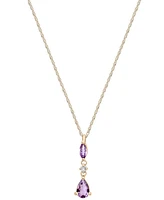 2-Pc. Set Rose de France Amethyst (1-1/4 ct. t.w.) & Diamond (1/20 ct. t.w.) Pendant Necklace & Matching Drop Earrings in 14k Gold-Plated Sterling Sil