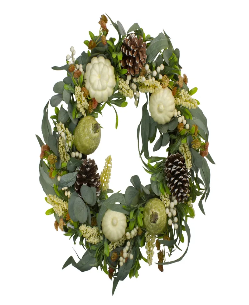 Gourds and Foliage Artificial Thanksgiving Wreath - 24" Unlit