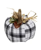 5" Black and White Fabric Fall Harvest Tabletop Pumpkin