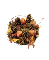 Pinecone and Pumpkin Autumn Harvest Wreath 13.5" Unlit