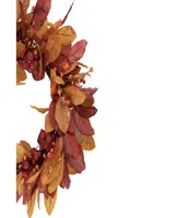 Berries with Leaves Artificial Fall Harvest Twig Wreath 24" Unlit