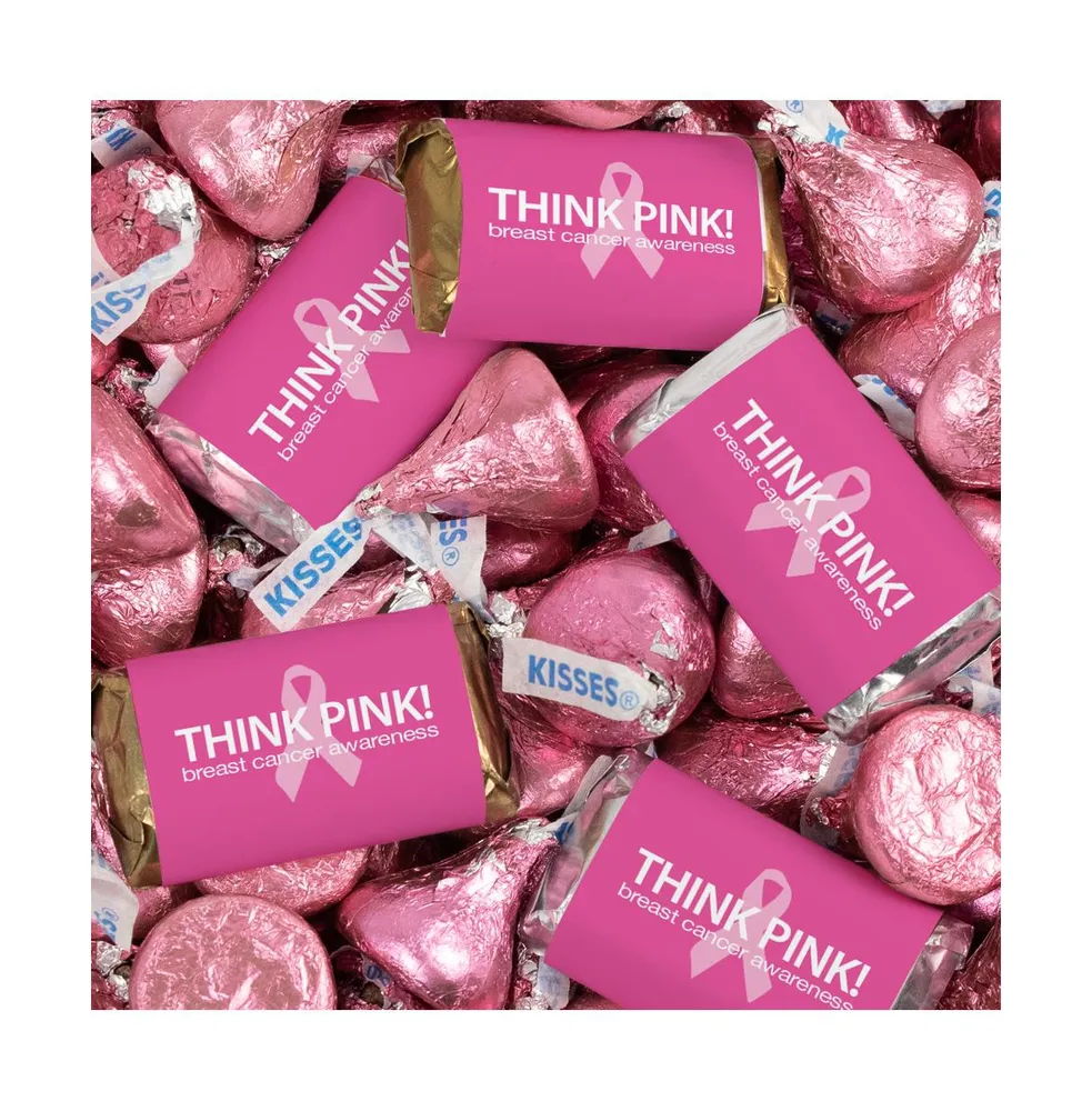 131 Pcs Breast Cancer Awareness Candy Hershey's Chocolate (1.65 lbs approx. 131 Pcs) Think Pink Ribbon