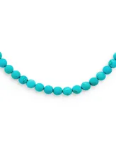 Bling Jewelry Blue Faceted Synthetic Stabilized Turquoise Round Gem Stone 10MM Bead Strand Necklace For Women Silver Plated Clasp Inch