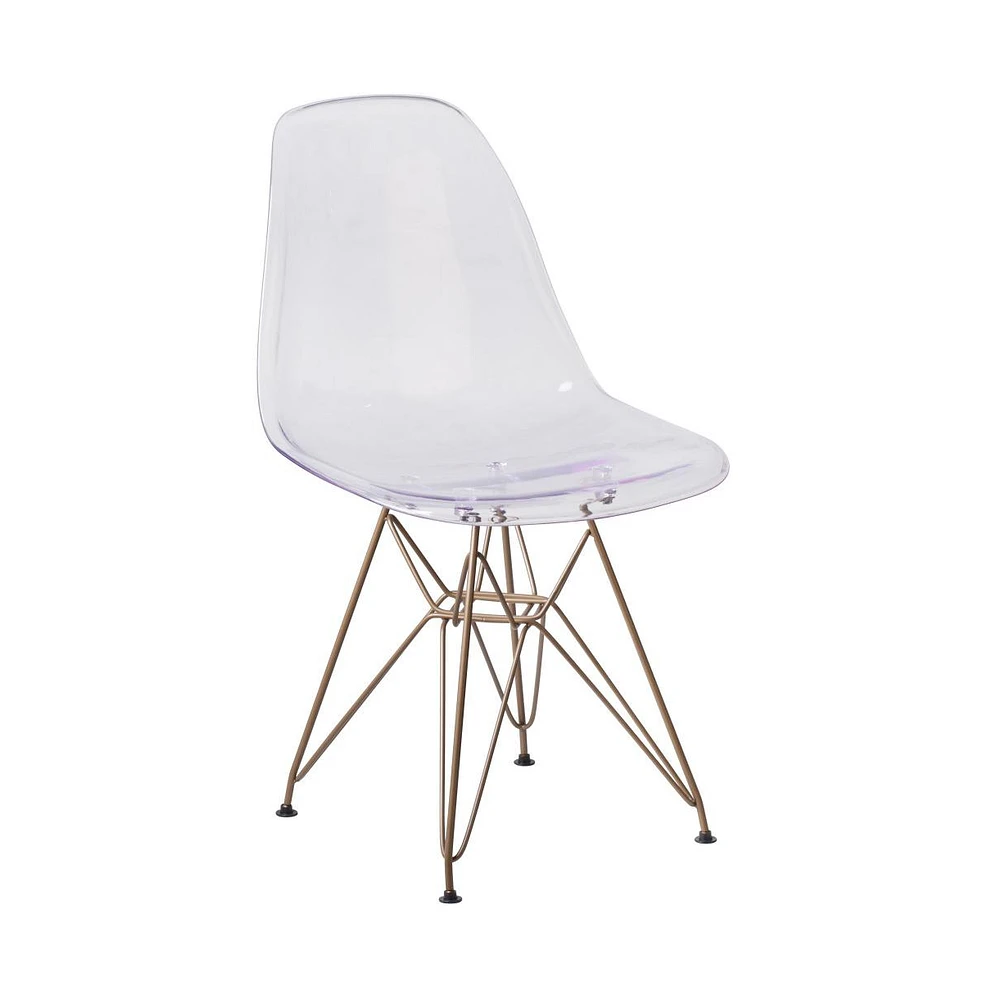 Emma+Oliver Ghost Chair With Gold Metal Base