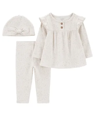 Carter's Baby Girls Take Me Home Top, Pants and Beanie, 3 Piece Set