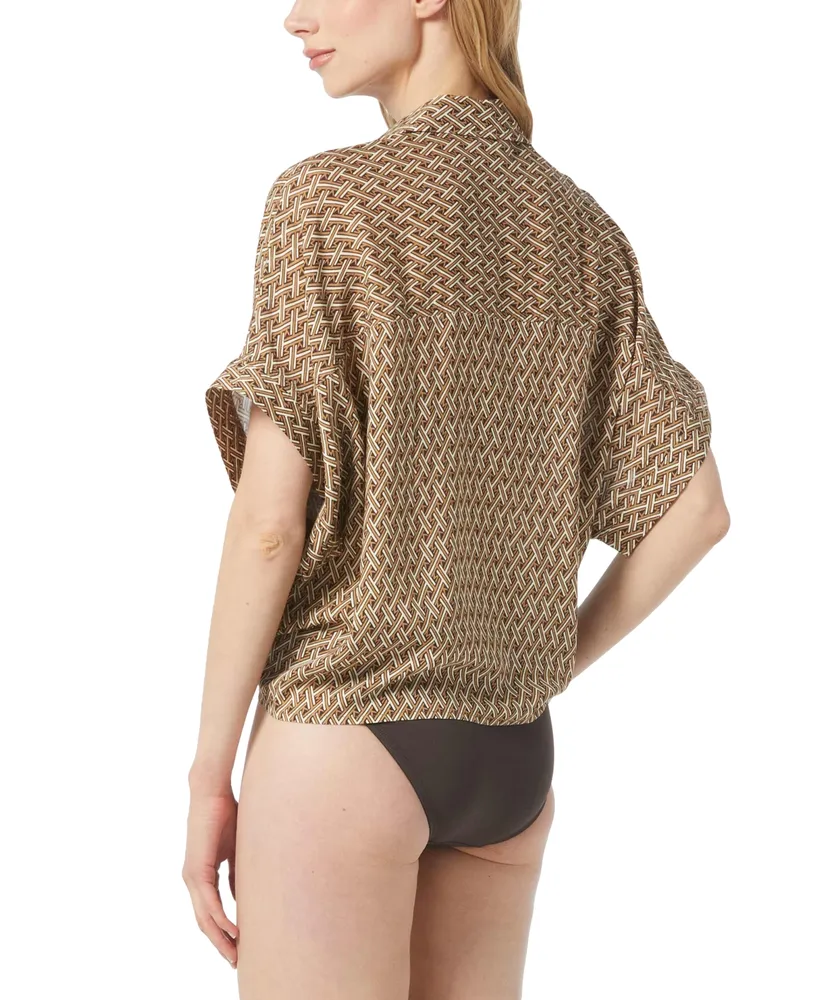 Michael Kors Women's Camp Shirt Swim Cover-Up
