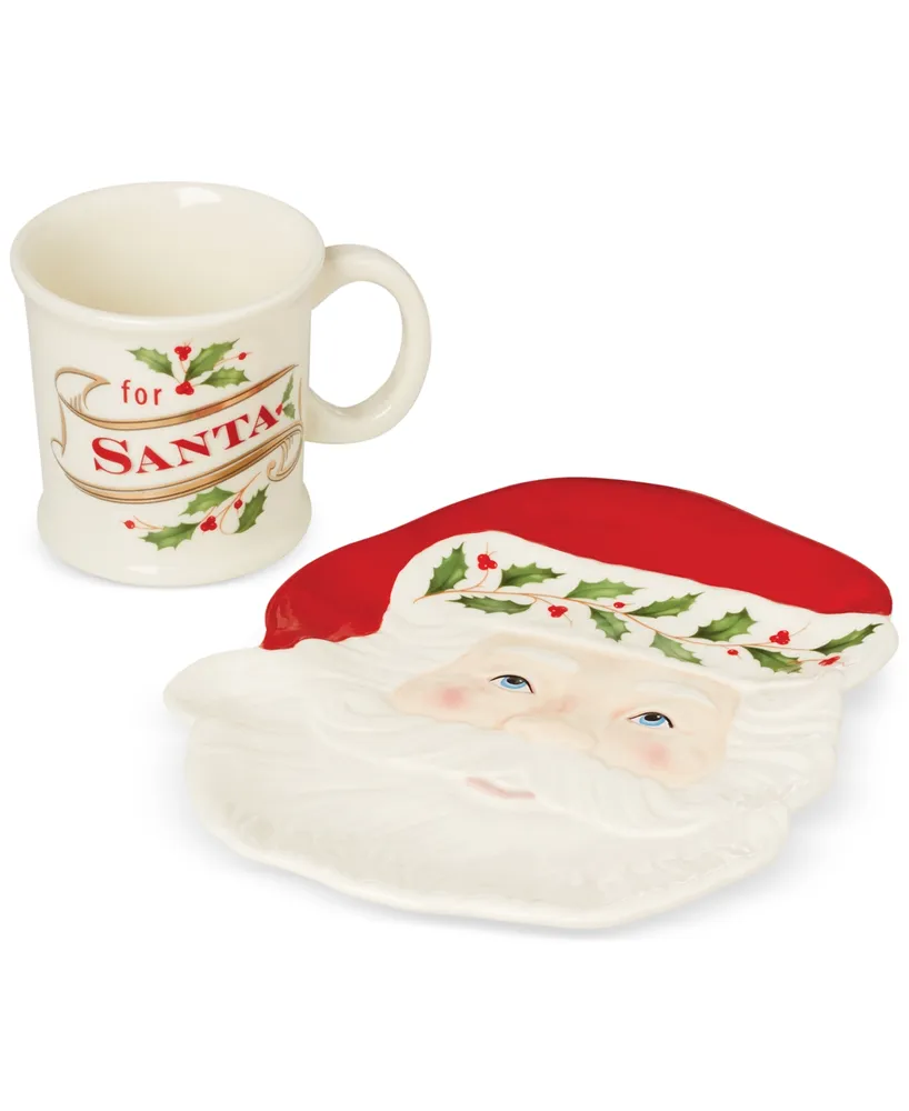 Lenox Holiday Porcelain Cookies For Santa Mug & Plate Set