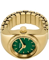 Fossil Women's Two-Hand Gold-Tone Stainless Steel Ring Watch, 15mm