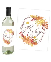 Fall Foliage Baby Autumn Leaves Baby Shower Wine Bottle Label Stickers Set of 4 - Assorted Pre