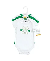 Hudson Baby Baby Girls Cotton Bodysuits, Lucky Lady