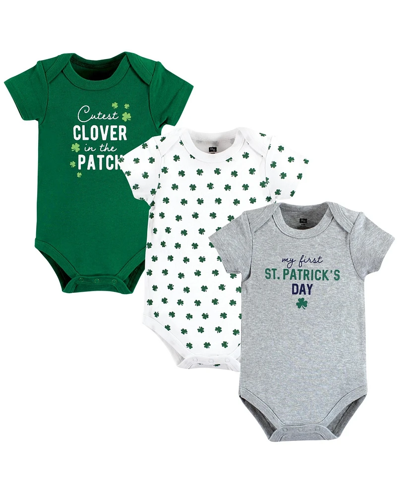 Hudson Baby Boys Cotton Bodysuits, Cutest Clover, 3-Pack