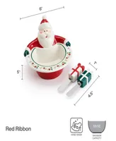 Winterberry Santa Dip Bowl & Spreaders