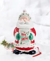 Winterberry Santa Merry Christmas Cookie Jar