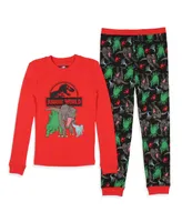 Jurassic Park Big Boys World Movie Film Logo Icon Tight Fit Sleep Pajama Set