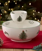 Spode Christmas Tree Tiered 2-Pc. Porcelain Chip & Dip Set