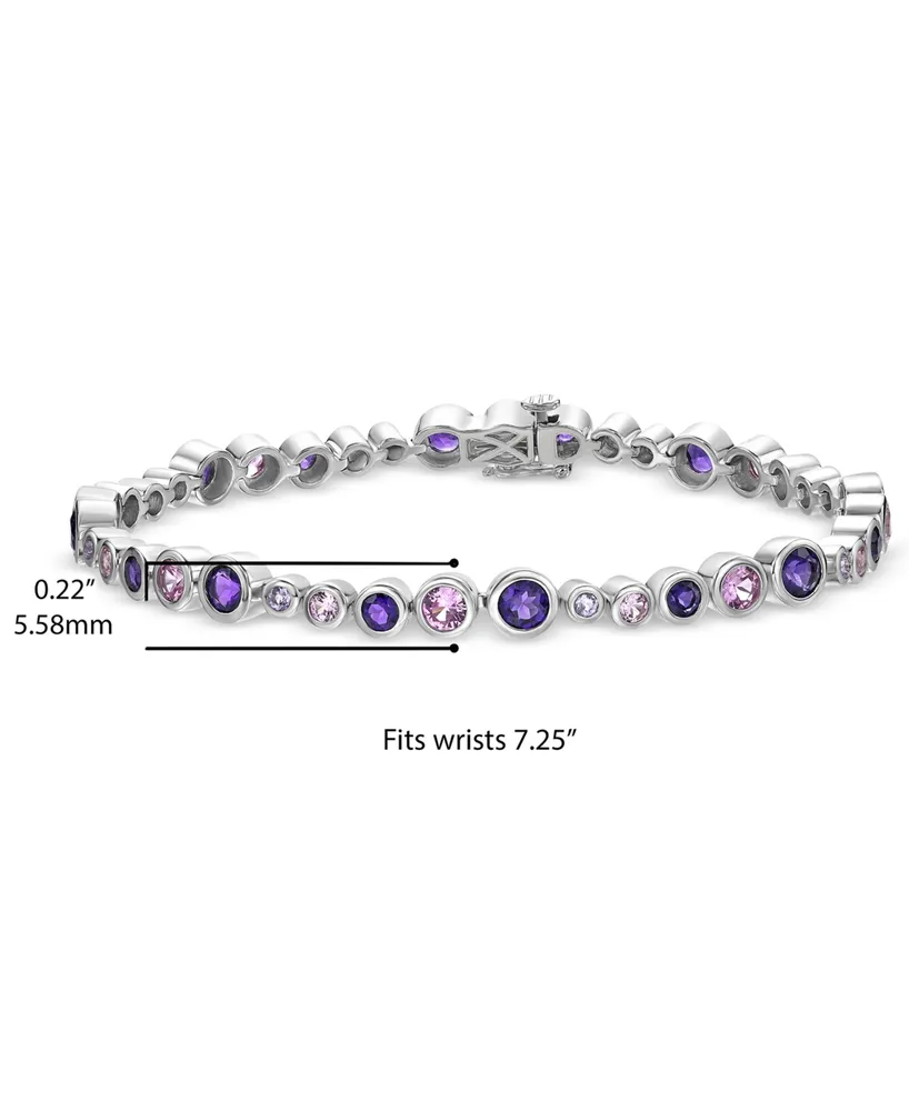 Sterling Silver Bubble Design Multi-Gemstone Bezel Set Bracelet - Multi