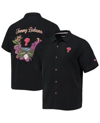 Men's Tommy Bahama Black Philadelphia Phillies Baseball Bay Button-Up Shirt