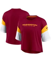 Women's Nike Burgundy, White Washington Football Team Nickname Tri-Blend Performance Crop Top