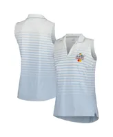 Women's Puma Light Blue Arnold Palmer Mattr Stripe Sleeveless V-Neck Polo Shirt