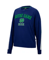 Women's Colosseum Heathered Navy Notre Dame Fighting Irish Team Oversized Pullover Sweatshirt