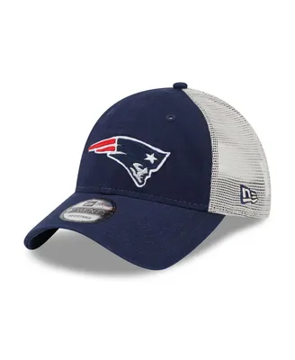 Men's New Era Navy, Natural New England Patriots Loyal 9TWENTY Trucker Snapback Hat