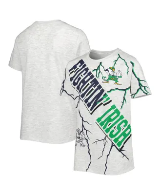 Big Boys Ash Notre Dame Fighting Irish Highlight Lightning Print T-shirt