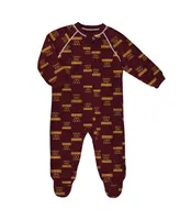 Infant Boys and Girls Burgundy Washington Commanders Raglan Full-Zip Sleeper