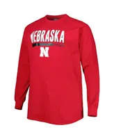 Men's Scarlet Nebraska Huskers Big and Tall Two-Hit Raglan Long Sleeve T-shirt