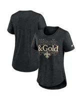 Women's Nike Heather Black New Orleans Saints Local Fashion Tri-Blend T-shirt