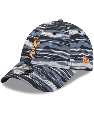 Men's New Era Black Tottenham Hotspur Wave All Over Print 9FORTY Adjustable Hat