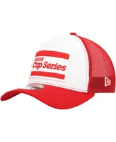 Men's New Era Scarlet, White Nascar 9FORTY A-Frame Trucker Snapback Hat