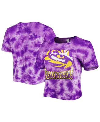 Women's ZooZatz Purple Lsu Tigers Cloud-Dye Cropped T-shirt