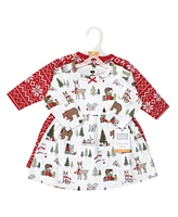 Hudson Baby Girls Cotton Dresses, Christmas Forest