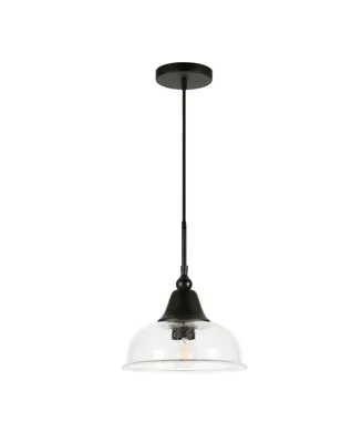 Hudson & Canal Magnolia 10.75" Glass Shade Wide Pendant