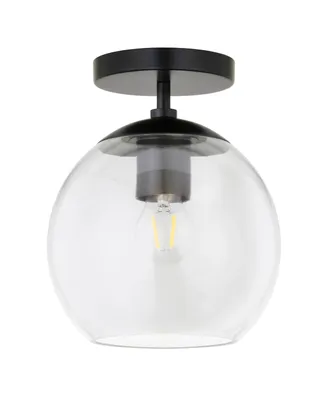 Hudson & Canal Bartlett 9" Glass Shade Wide Semi Flush Mount