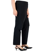 Jm Collection Plus High Rise Pull-On Straight Leg Pants, Created for Macy's